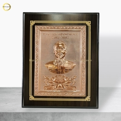 TRANH ĐỒNG CHÂN DUNG CHỦ TỊCH HỒ CHÍ MINH  - KÍCH THƯỚC 20X25CM