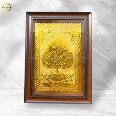 TRANH LÁ BỒ ĐỀ CHỮ THỌ BẰNG ĐỒNG DÁT VÀNG - KÍCH THƯỚC 38X54CM