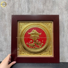 TRANH CHÙA MỘT CỘT BẰNG ĐỒNG DÁT VÀNG - KÍCH THƯỚC 40x40CM