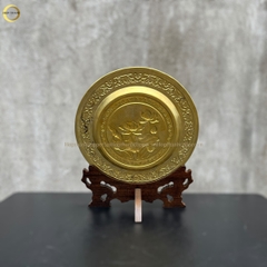 TRANH ĐĨA HOA SEN BẰNG ĐỒNG VÀNG  - TRANH QUÀ TẶNG ĐỂ BÀN (KÍCH THƯỚC 25CM)
