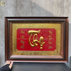 TRANH CHỮ THỌ BẰNG ĐỒNG DÁT VÀNG - KÍCH THƯỚC 70X50CM