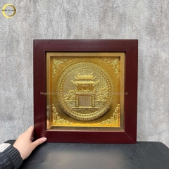 TRANH KHUÊ VĂN CÁC BẰNG ĐỒNG DÁT VÀNG  - KÍCH THƯỚC 40X40CM