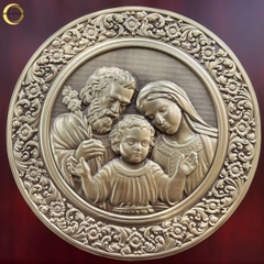 TRANH HỘP QUÀ TẶNG CÔNG GIÁO "THÁNH GIA THẤT " BẰNG ĐỒNG VÀNG - TRANH ĐỂ BÀN (KÍCH THƯỚC 23X23CM)