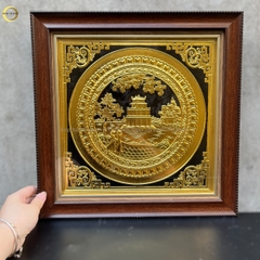 TRANH HỒ HOÀN KIẾM BẰNG ĐỒNG DÁT VÀNG - KÍCH THƯỚC 40X40CM