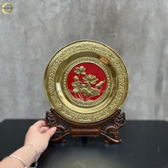 TRANH ĐĨA HOA SEN BẰNG ĐỒNG VÀNG  - TRANH QUÀ TẶNG ĐỂ BÀN (KÍCH THƯỚC 25CM)