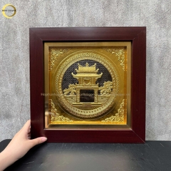 TRANH KHUÊ VĂN CÁC BẰNG ĐỒNG DÁT VÀNG  - KÍCH THƯỚC 40X40CM