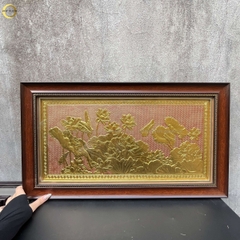 TRANH HOA SEN BẰNG ĐỒNG DÁT VÀNG - KÍCH THƯỚC 70X40CM