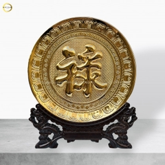 TRANH ĐĨA CHỮ LỘC TIẾNG HÁN BẰNG ĐỒNG MẠ VÀNG 24K - TRANH QUÀ TẶNG ĐỂ BÀN (KÍCH THƯỚC 25CM)