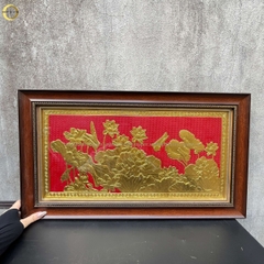 TRANH HOA SEN BẰNG ĐỒNG DÁT VÀNG - KÍCH THƯỚC 70X40CM