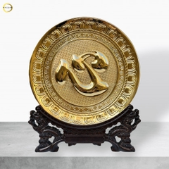 TRANH ĐĨA CHỮ TÂM TIẾNG HÁN BẰNG ĐỒNG MẠ VÀNG 24K - TRANH QUÀ TẶNG ĐỂ BÀN (KÍCH THƯỚC 25CM)