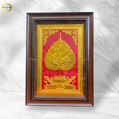 TRANH LÁ BỒ ĐỀ CHỮ THỌ BẰNG ĐỒNG DÁT VÀNG - KÍCH THƯỚC 38X54CM