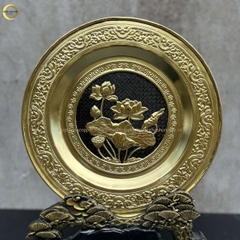 TRANH ĐĨA HOA SEN BẰNG ĐỒNG VÀNG  - TRANH QUÀ TẶNG ĐỂ BÀN (KÍCH THƯỚC 25CM)