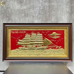 TRANH THUẬN BUỒM XUÔI GIÓ BẰNG ĐỒNG VÀNG  - KÍCH THƯỚC 70X40CM