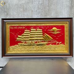 TRANH THUẬN BUỒM XUÔI GIÓ BẰNG ĐỒNG DÁT VÀNG  - KÍCH THƯỚC 90X50CM