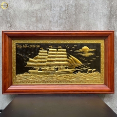 TRANH THUẬN BUỒM XUÔI GIÓ BẰNG ĐỒNG DÁT VÀNG  - KÍCH THƯỚC 90X50CM