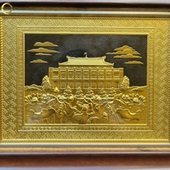 TRANH BẾN NHÀ RỒNG BẰNG ĐỒNG MẠ VÀNG 24K - KÍCH THƯỚC 34X28CM