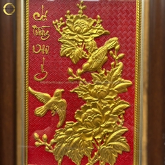 TRANH HOA CÁT TƯỜNG NHƯ Ý BẰNG ĐỒNG DÁT VÀNG - KÍCH THƯỚC 28X38CM