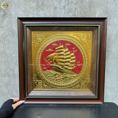 TRANH THUẬN BUỒM XUÔI GIÓ BẰNG ĐỒNG DÁT VÀNG - KÍCH THƯỚC 52X52CM