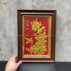 TRANH HOA CÁT TƯỜNG NHƯ Ý BẰNG ĐỒNG DÁT VÀNG - KÍCH THƯỚC 28X38CM