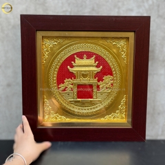 TRANH KHUÊ VĂN CÁC BẰNG ĐỒNG DÁT VÀNG  - KÍCH THƯỚC 40X40CM