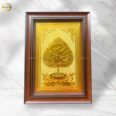 TRANH LÁ BỒ ĐỀ CHỮ PHÚC BẰNG ĐỒNG DÁT VÀNG - KÍCH THƯỚC 38X54CM