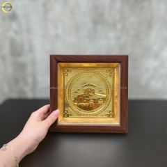 TRANH CHỢ BẾN THÀNH BẰNG ĐỒNG MẠ VÀNG 24K- TRANH QUÀ TẶNG ĐỂ BÀN (KÍCH THƯỚC 20X20CM )