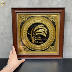 TRANH CÂY LÚA CHÍN BẰNG ĐỒNG DÁT VÀNG - KÍCH THƯỚC 40X40CM