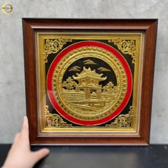 TRANH KHUÊ VĂN CÁC BẰNG ĐỒNG DÁT VÀNG  - KÍCH THƯỚC 40X40CM