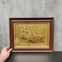 TRANH THÁP PHỔ MINH BẰNG ĐỒNG MẠ VÀNG 24K - KÍCH THƯỚC 34X28CM)