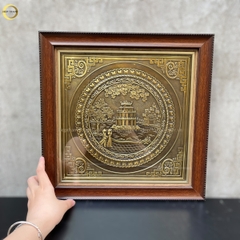 TRANH HỒ HOÀN KIẾM BẰNG ĐỒNG VÀNG GIẢ CỔ - KÍCH THƯỚC 40X40CM