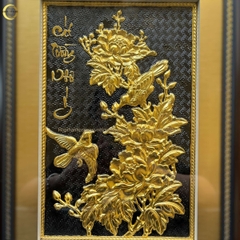 TRANH HOA CÁT TƯỜNG NHƯ Ý BẰNG ĐỒNG DÁT VÀNG - KÍCH THƯỚC 32X42CM