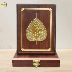 TRANH LÁ BỒ ĐỀ CHỮ LỘC BẰNG ĐỒNG MẠ VÀNG 24K - QUÀ TẶNG ĐỂ BÀN (KÍCH THƯỚC 20X25CM)