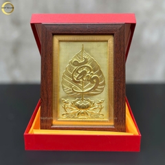 TRANH LÁ BỒ ĐỀ CHỮ TÂM BẰNG ĐỒNG - QUÀ TẶNG ĐỂ BÀN (KÍCH THƯỚC 15X20CM)
