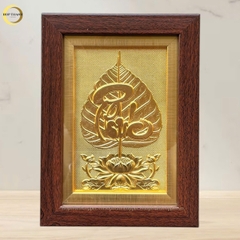 TRANH LÁ BỒ ĐỀ CHỮ PHÚC BẰNG ĐỒNG MẠ VÀNG 24K - QUÀ TẶNG ĐỂ BÀN (KÍCH THƯỚC 15X20CM)