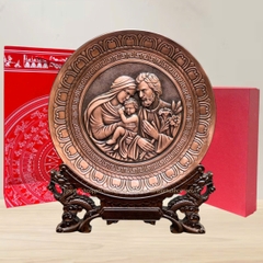 TRANH ĐĨA QUÀ TẶNG CÔNG GIÁO "THÁNH GIA THẤT " BẰNG ĐỒNG VÀNG - TRANH ĐỂ BÀN (KÍCH THƯỚC 25CM)