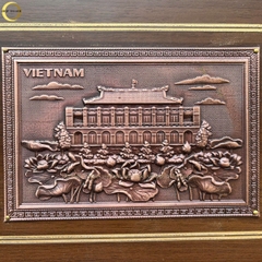 TRANH BẾN NHÀ RỒNG BẰNG ĐỒNG ĐỎ GIẢ CỔ- TRANH QUÀ TẶNG ĐỂ BÀN (KÍCH THƯỚC 22X17CM )
