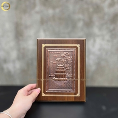 TRANH HỒ HOÀN KIẾM BẰNG ĐỒNG ĐỎ GIẢ CỔ - TRANH QUÀ TẶNG ĐỂ BÀN (KÍCH THƯỚC 17X22CM )