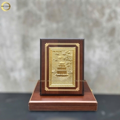 TRANH HỒ HOÀN KIẾM BẰNG ĐỒNG MẠ VÀNG 24K- TRANH QUÀ TẶNG ĐỂ BÀN (KÍCH THƯỚC 17X22CM )