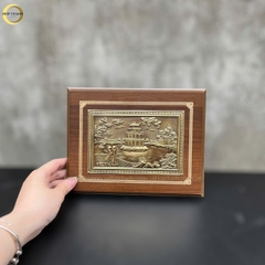 TRANH HỒ HOÀN KIẾM BẰNG ĐỒNG VÀNG GIẢ CỔ - TRANH QUÀ TẶNG ĐỂ BÀN (KÍCH THƯỚC 22X17CM )