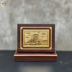 TRANH CHỢ BẾN THÀNH BẰNG ĐỒNG MẠ VÀNG 24K- TRANH QUÀ TẶNG ĐỂ BÀN (KÍCH THƯỚC 22X17CM )