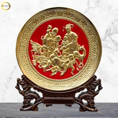 TRANH ĐĨA MỪNG THỌ ÔNG BÀ BẰNG ĐỒNG MẠ VÀNG 24K- TRANH QUÀ TẶNG ĐỂ BÀN (KÍCH THƯỚC 25CM)
