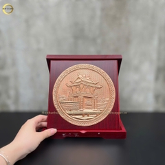 TRANH KHUÊ VĂN CÁC BẰNG ĐỒNG ĐỎ - TRANH QUÀ TẶNG ĐỂ BÀN (KÍCH THƯỚC 24X24CM )