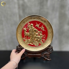 TRANH ĐĨA MỪNG THỌ CỤ ÔNG BẰNG ĐỒNG MẠ VÀNG 24K- TRANH QUÀ TẶNG ĐỂ BÀN (KÍCH THƯỚC 25CM)