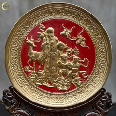 TRANH ĐĨA MỪNG THỌ CỤ ÔNG BẰNG ĐỒNG MẠ VÀNG 24K- TRANH QUÀ TẶNG ĐỂ BÀN (KÍCH THƯỚC 25CM)