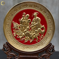 TRANH ĐĨA MỪNG THỌ ÔNG BÀ BẰNG ĐỒNG MẠ VÀNG 24K- TRANH QUÀ TẶNG ĐỂ BÀN (KÍCH THƯỚC 25CM)