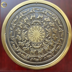 TRANH MẶT TRỐNG ĐỒNG BẰNG ĐỒNG VÀNG GIẢ CỔ - QUÀ TẶNG ĐỂ BÀN (KÍCH THƯỚC 16X16CM)