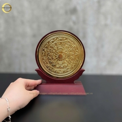 TRANH MẶT TRỐNG ĐỒNG BẰNG ĐỒNG MẠ VÀNG 24K - QUÀ TẶNG ĐỂ BÀN (KÍCH THƯỚC 15CM)