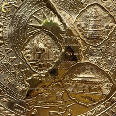 TRANH MẶT TRỐNG ĐỒNG BẰNG ĐỒNG MẠ VÀNG 24K - QUÀ TẶNG ĐỂ BÀN (KÍCH THƯỚC 21CM)