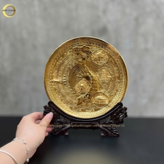 TRANH MẶT TRỐNG ĐỒNG BẰNG ĐỒNG MẠ VÀNG 24K - QUÀ TẶNG ĐỂ BÀN (KÍCH THƯỚC 21CM)