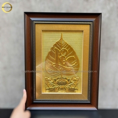 TRANH LÁ BỒ ĐỀ CHỮ LỘC BẰNG ĐỒNG DÁT VÀNG - KÍCH THƯỚC 32X42CM